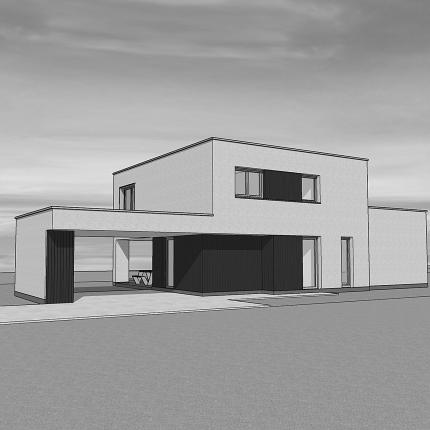 Moderne villa in crepi met carport en leuke indeling