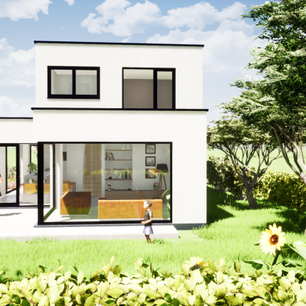 Voorontwerp strakke villa in crepi