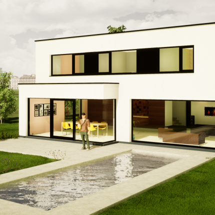 Achtergevel ruime, moderne villa