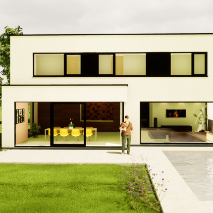 Achtergevel ruime, moderne villa