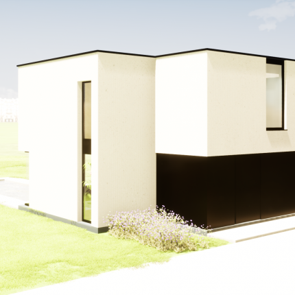 Zijgevel met gecombineerde raampartij ruime, moderne villa