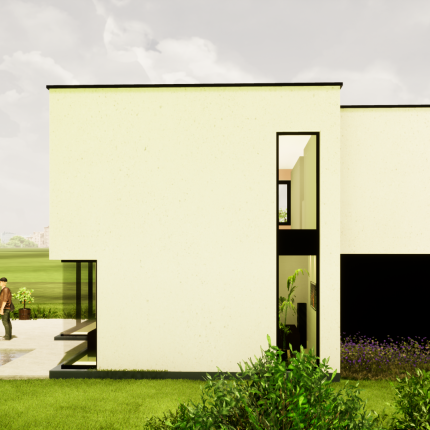 Zijgevel met gecombineerde raampartij ruime, moderne villa