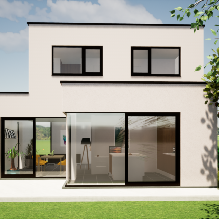 Moderne, compacte villa in witte crepi