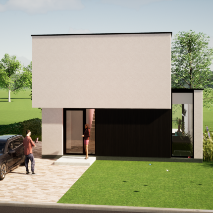 Moderne, compacte villa in witte crepi