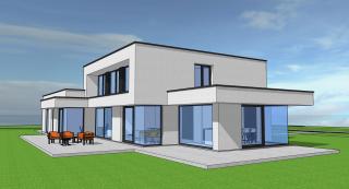 Ruime moderne villa in crepi met grote glaspartijen Ruime moderne villa in crepi met grote glaspartijen