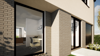 MULTIBAT Detail Hedendaagse half-open woning met garage