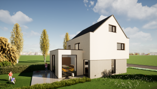 MULTIBAT Exterieur Hedendaagse half-open woning met garage