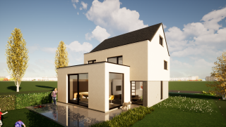 MULTIBAT Exterieur Hedendaagse half-open woning met garage